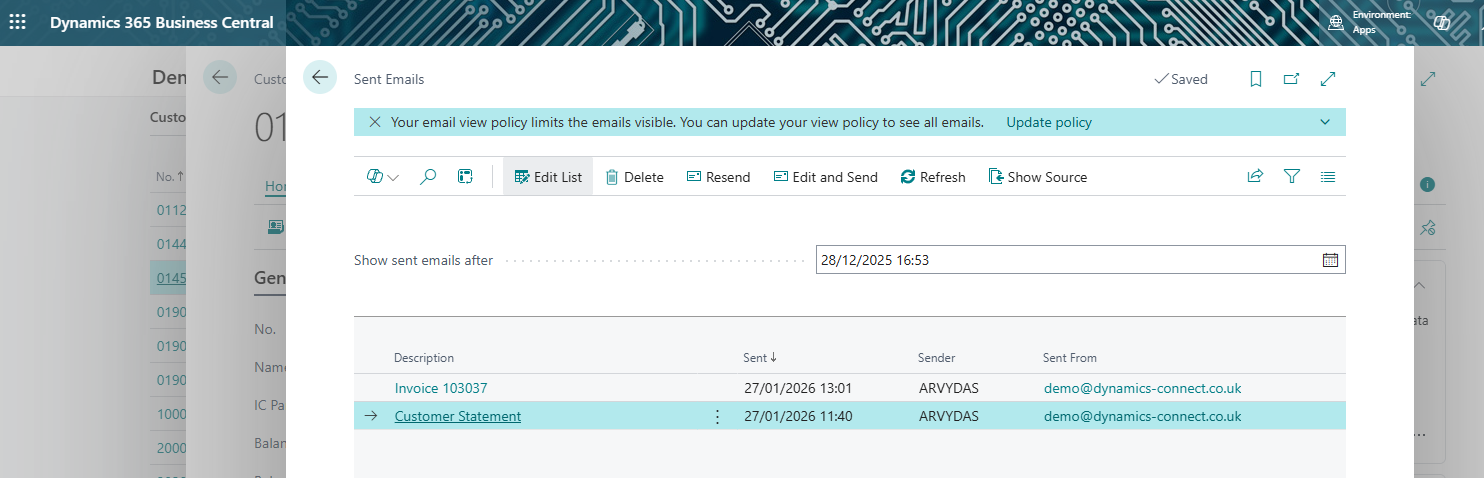 Customer Sent Emails